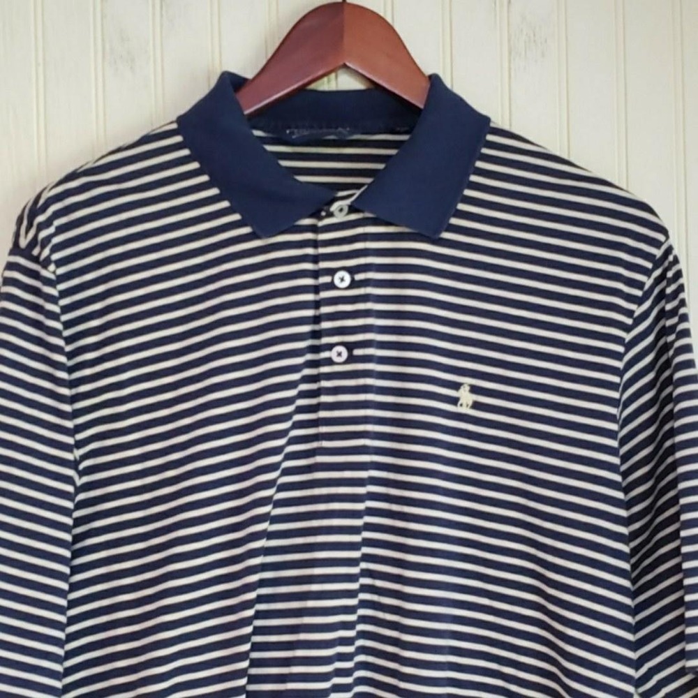 Polo Golf Ralph Lauren Polo Shirt Mens M Blue Stripe 100% Pima Cotton Top